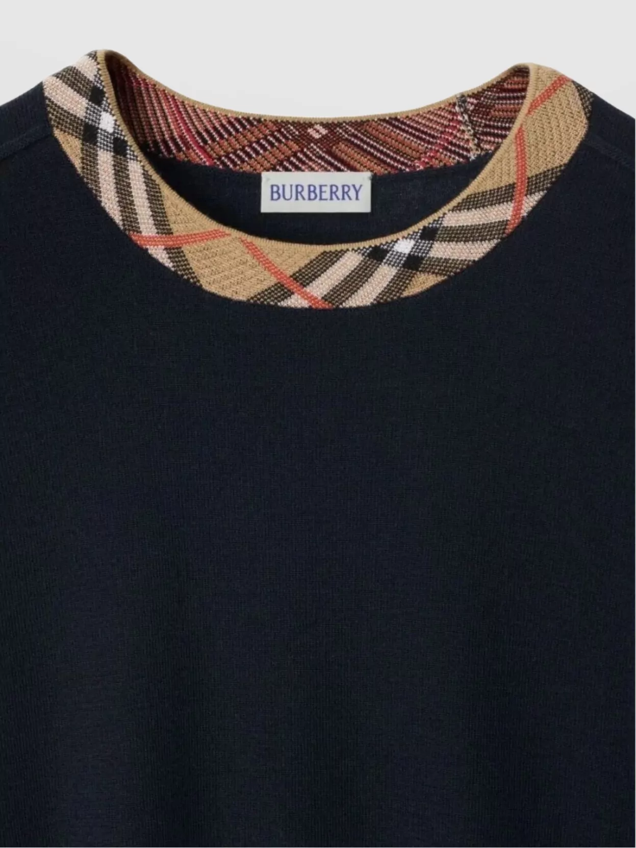 Burberry Wool Sweater With Check Pattern Detail