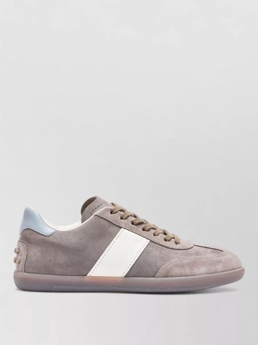 Tod's Suede Sneakers Round Toe Gommini Rubber Sole