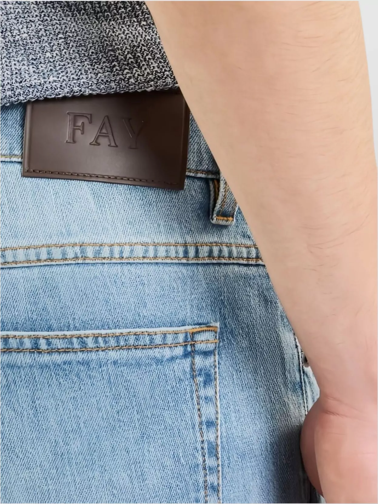 Fay Faded Effect Trousers Featuring Belt Loops