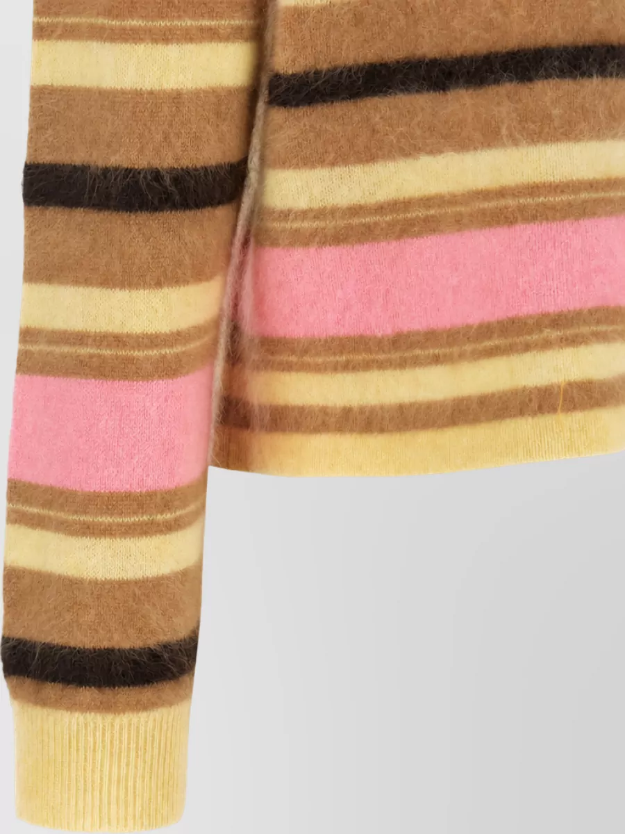 Guest In Residence Cashmere Striped Cropped Polo Shirt