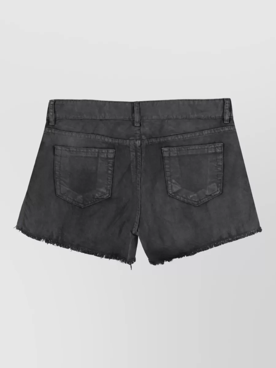 Rick Owens Drkshdw High Waist Denim Shorts Distressed Hem
