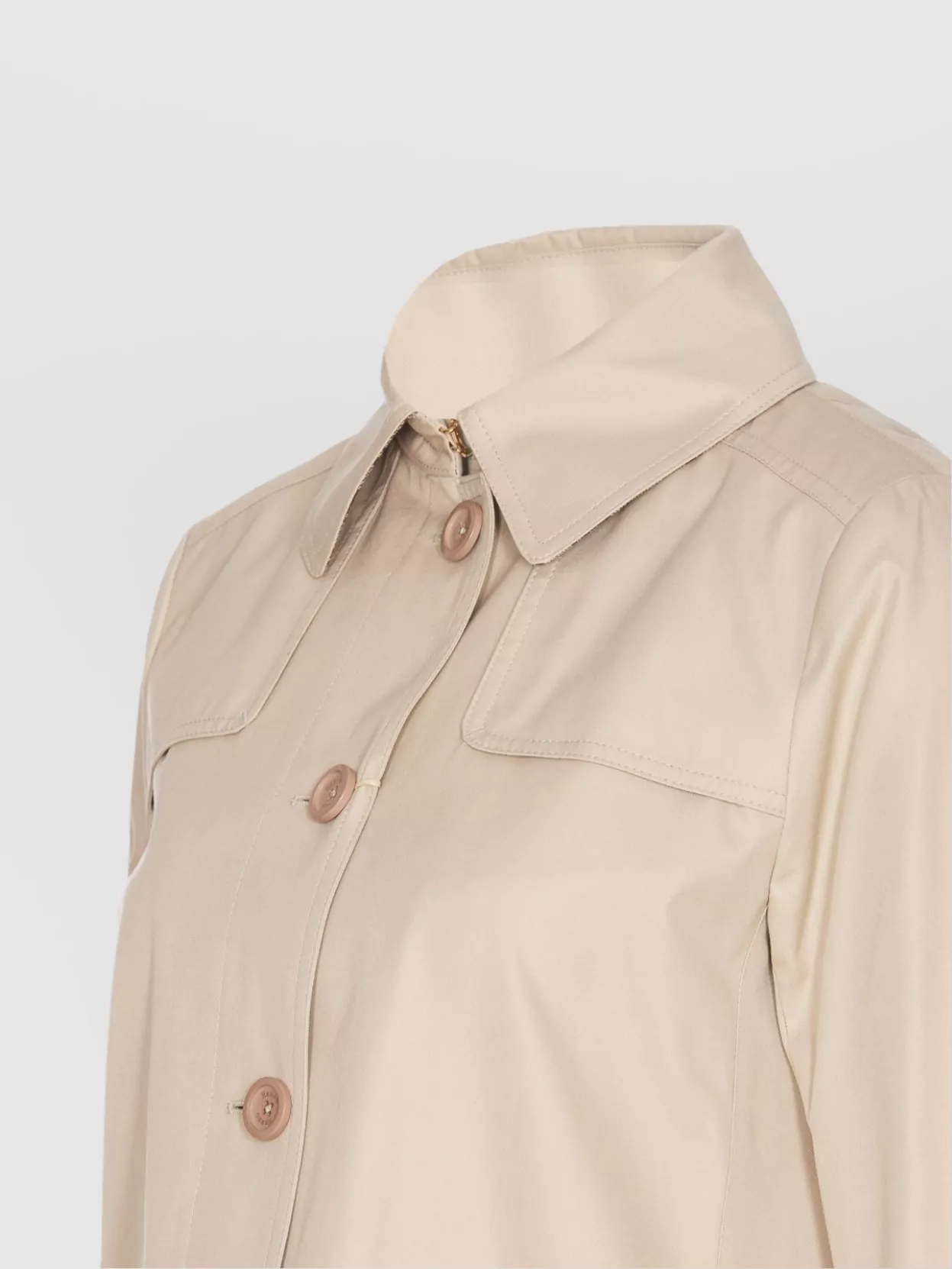 Herno Medium Length Waterproof Beige Cotton Trench Coat With Buttons Women