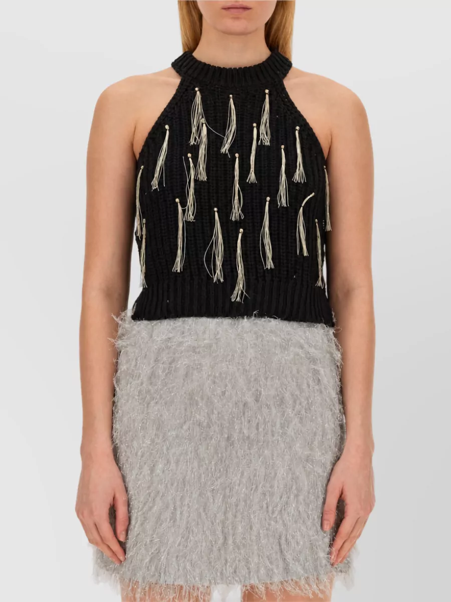 Alysi Fringed knitted top