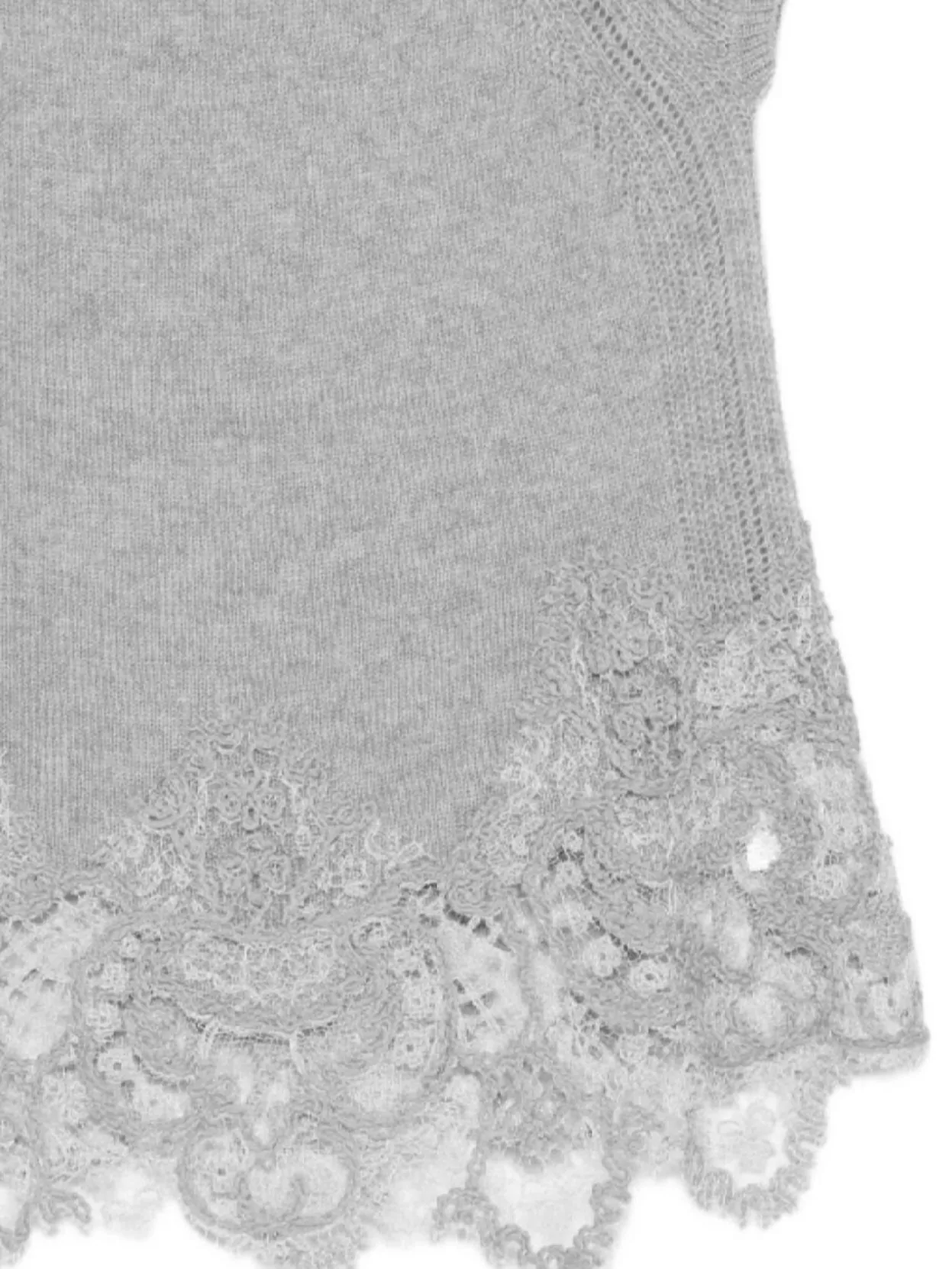 Ermanno Scervino Cashmere Lace Top Cap Sleeves In Gray