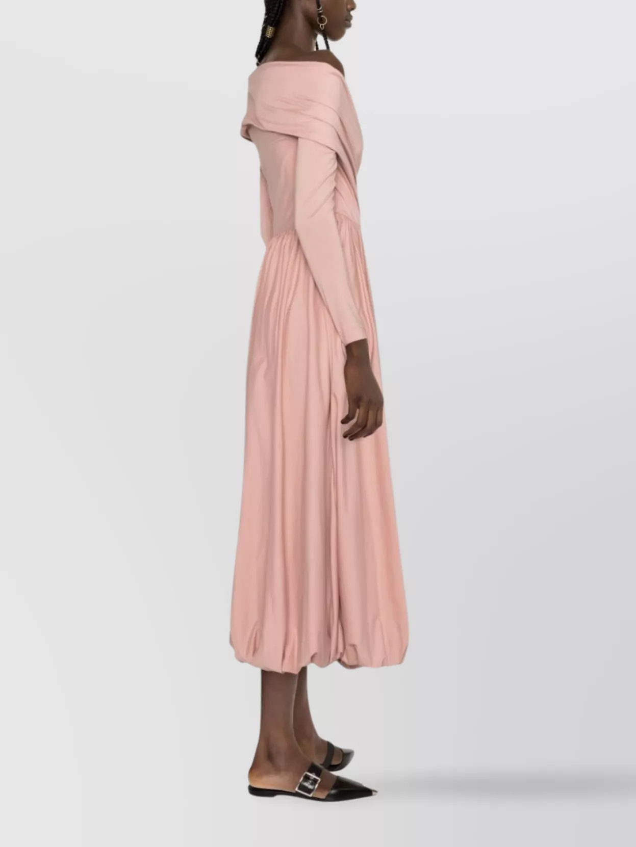 Philosophy Draped Waist Off-Shoulder Midi Dress