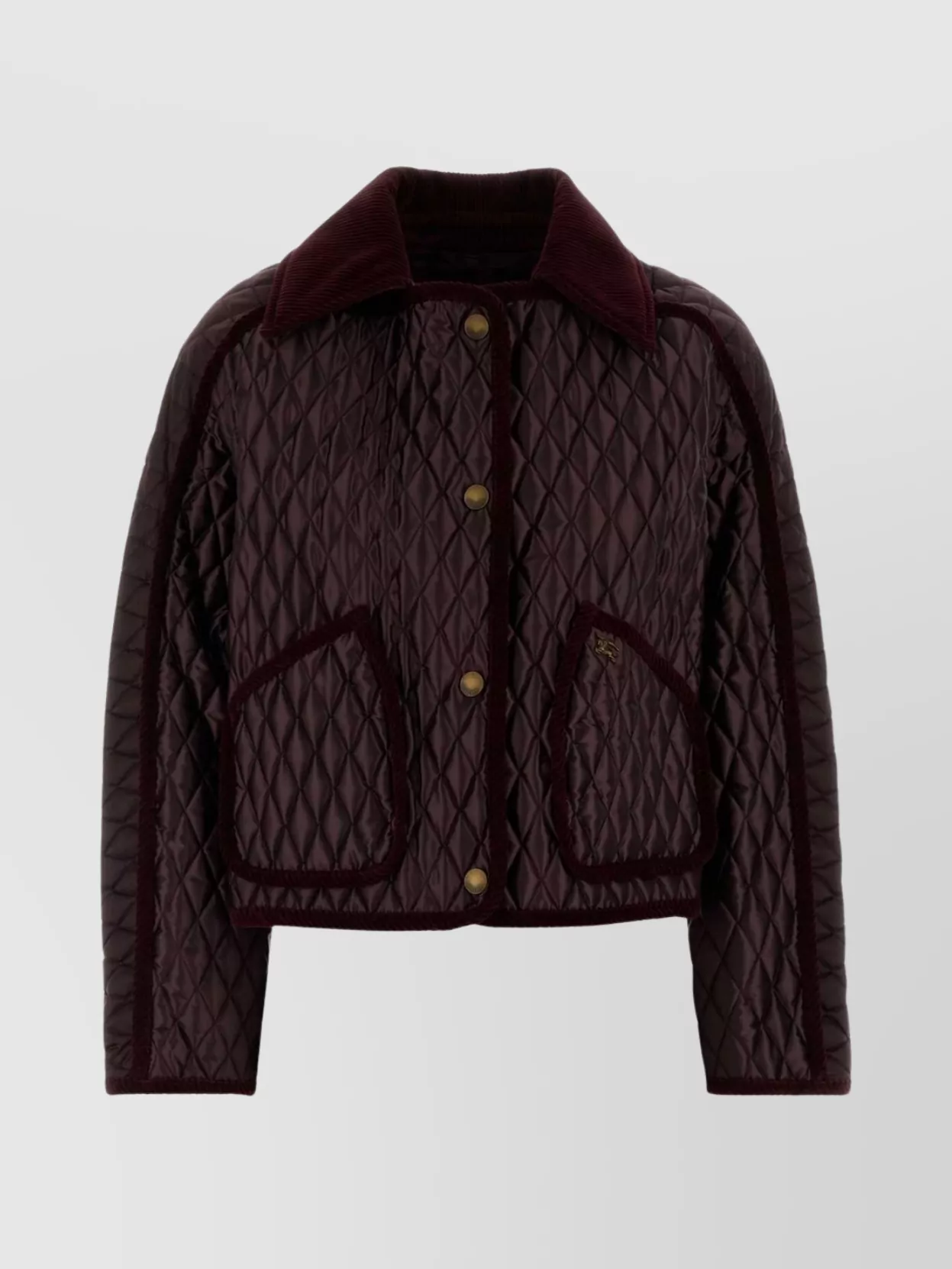 Burberry Nylon Jacket With Collared Neck And Pockets In Brown