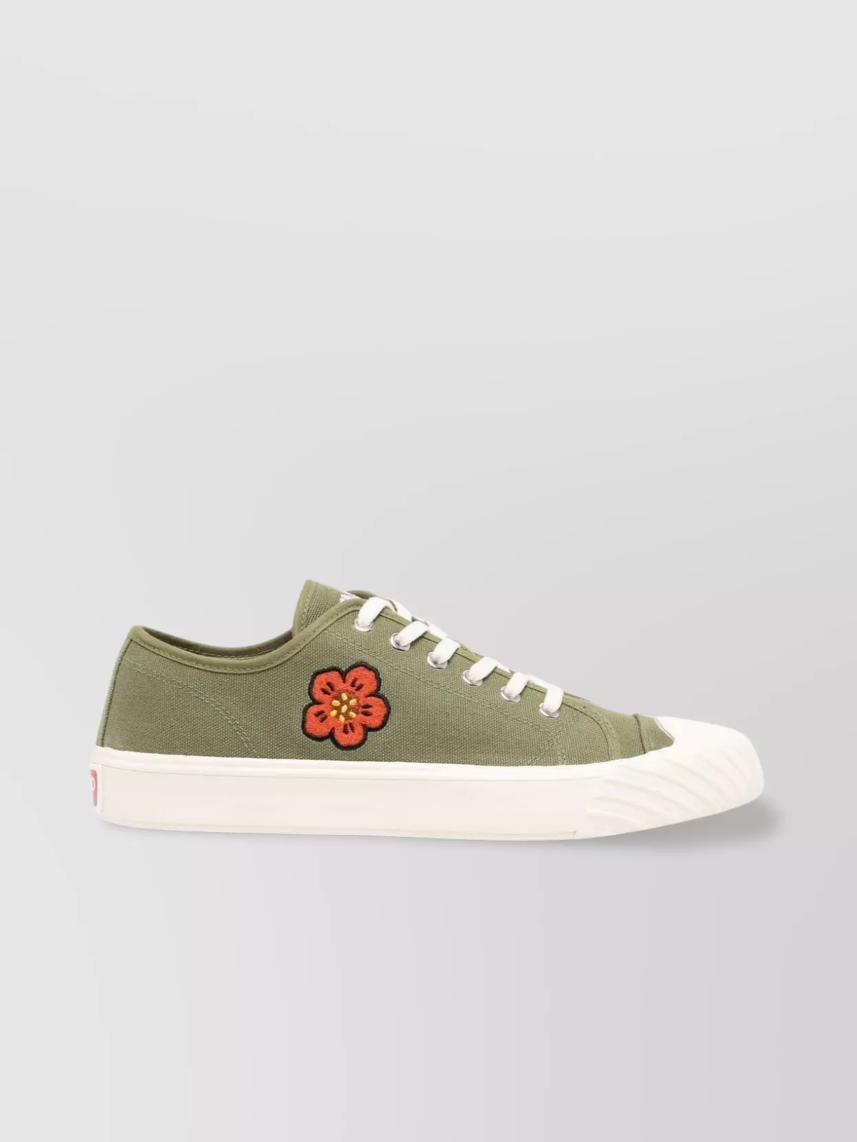 Shop Kenzo Sneakers With Embroidered Logo And Floral Detailing In Brown