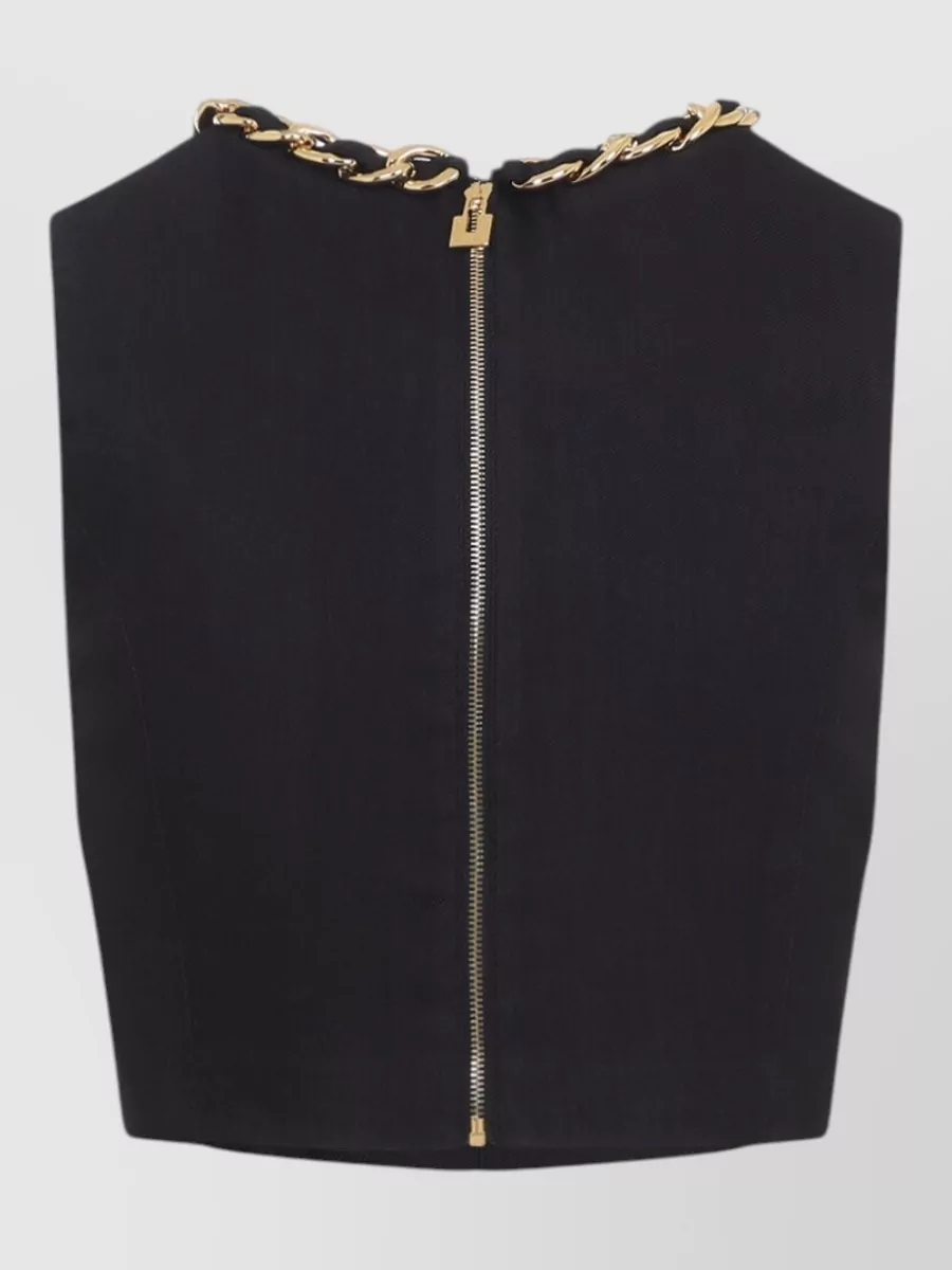 Elisabetta Franchi Sleeveless Cropped Linen Top