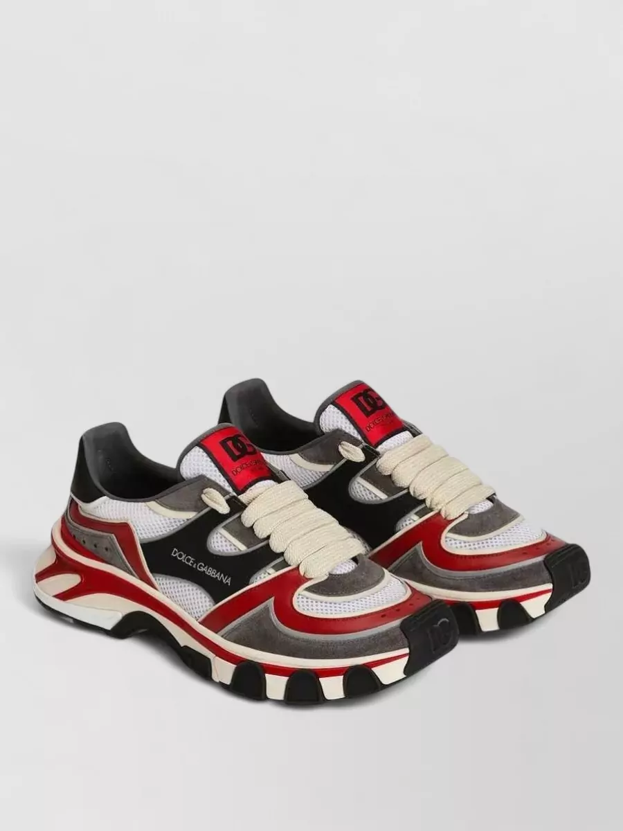 Dolce&Gabbana leather mesh-panel low-top sneakers