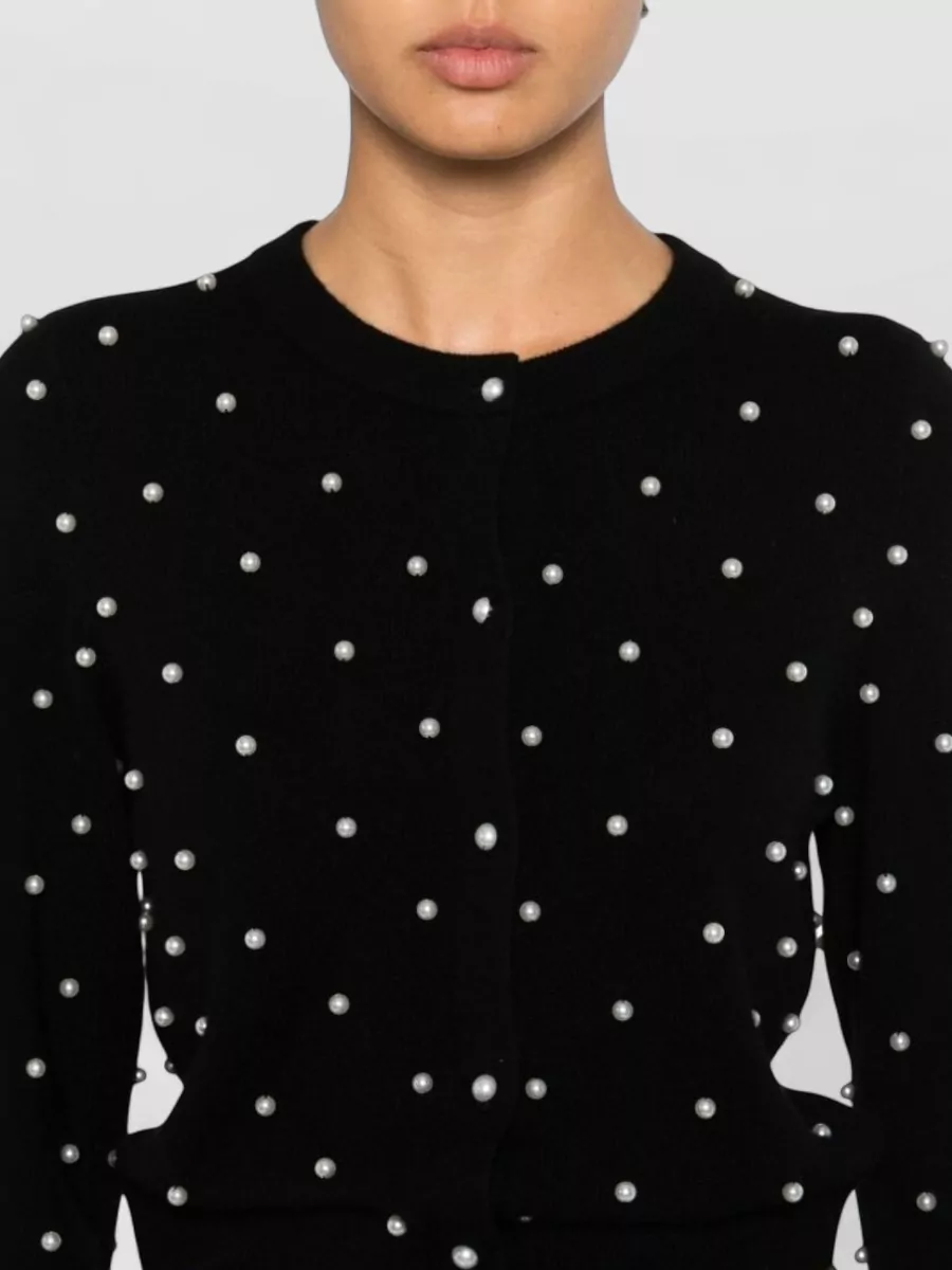 Alice + Olivia Cashmere Pearl-Embellished Long-Sleeve Cardigan