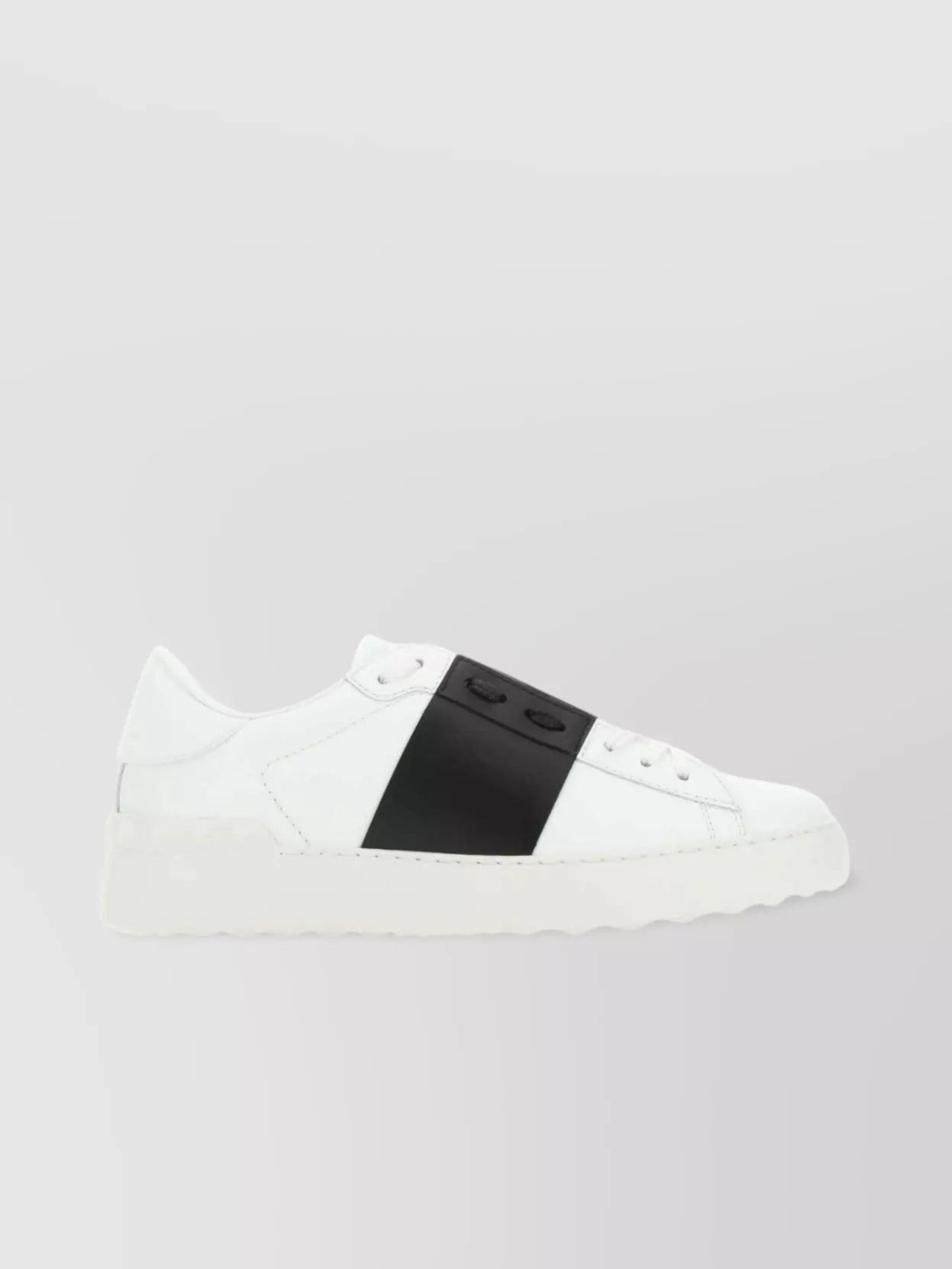 Shop Valentino Leather Round Toe Low-top Sneakers