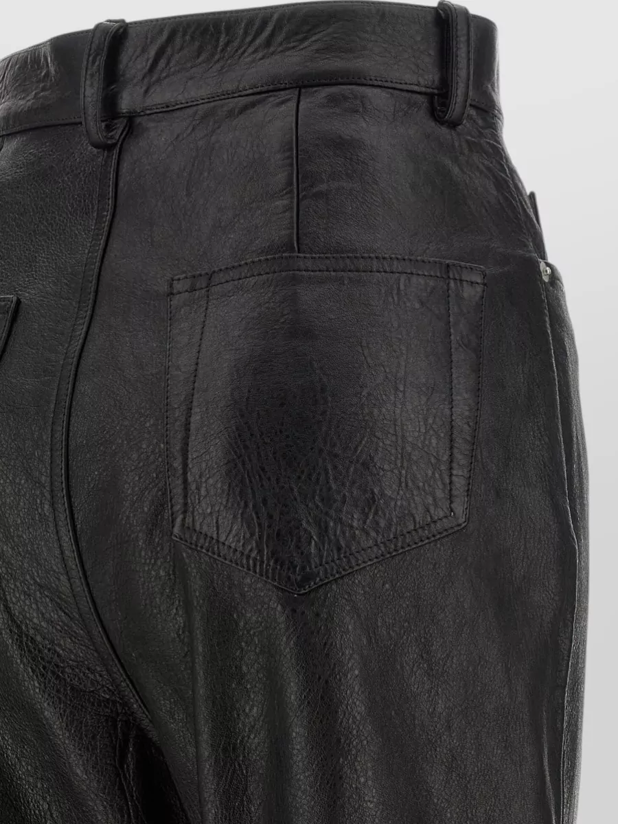 Rick Owens Lamb Leather Flared Trousers