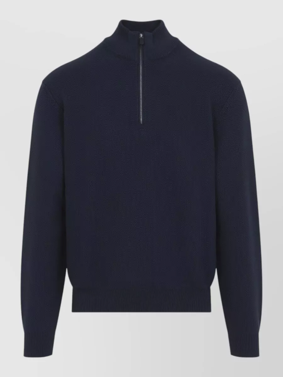 Ralph Lauren Purple Label silk textured knit half zip sweater