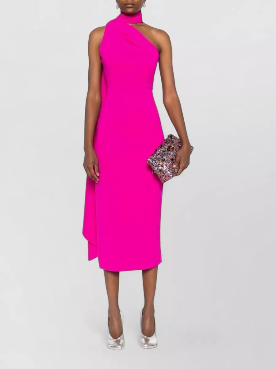 Solace London Crepe One-Shoulder Midi Dress