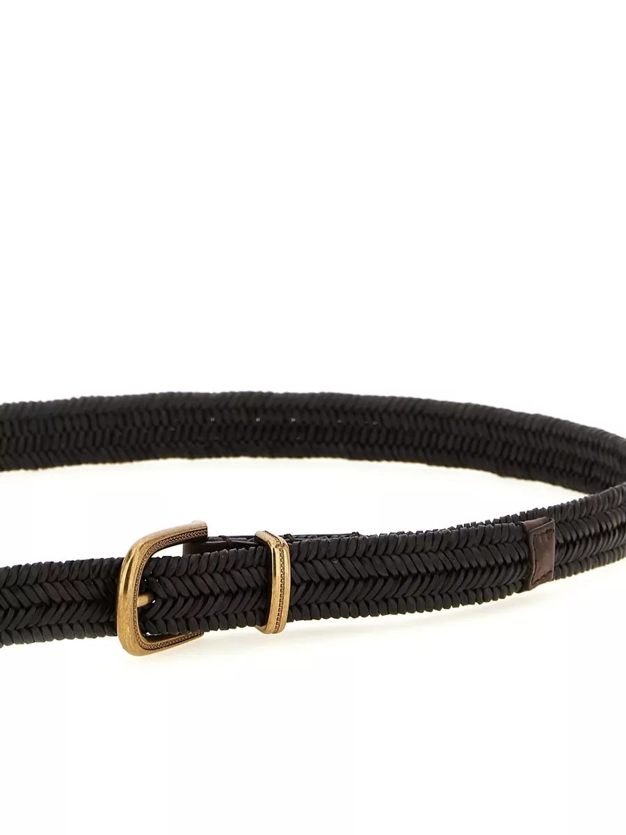 Brunello Cucinelli Braided Stretch Leather Belt
