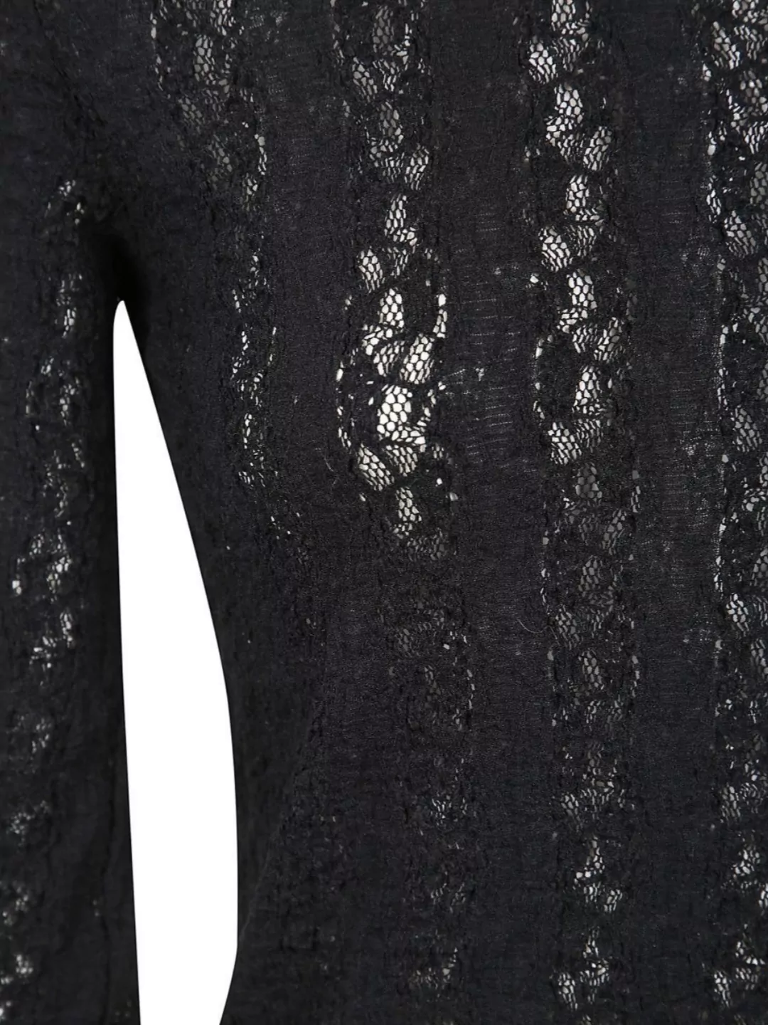 Uma Wang Sheer Lace Long Sleeve Round Neck Top