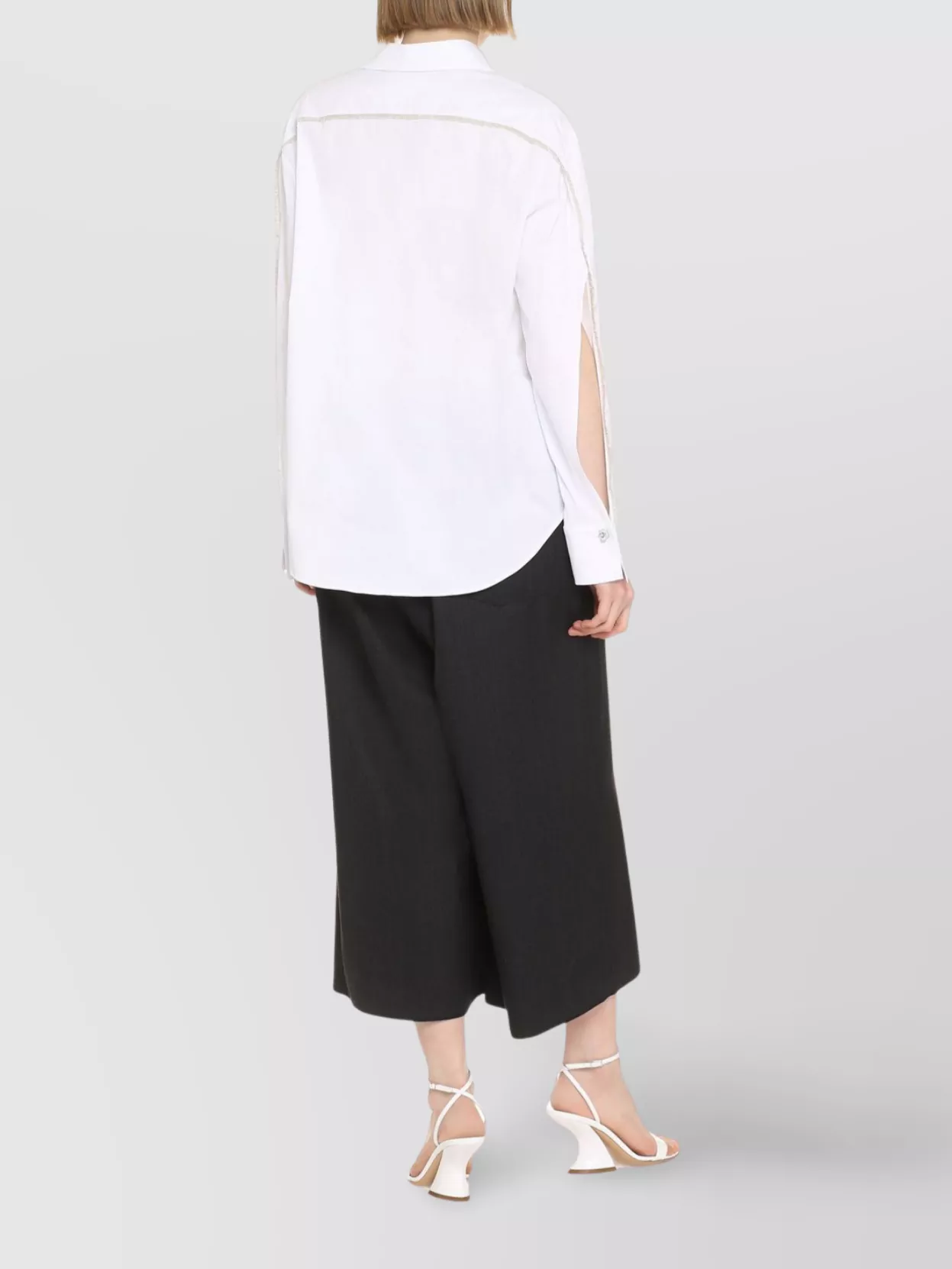 Shop Genny Embroidered Shirt With Slit Sleeves And Rhinestone Buttons