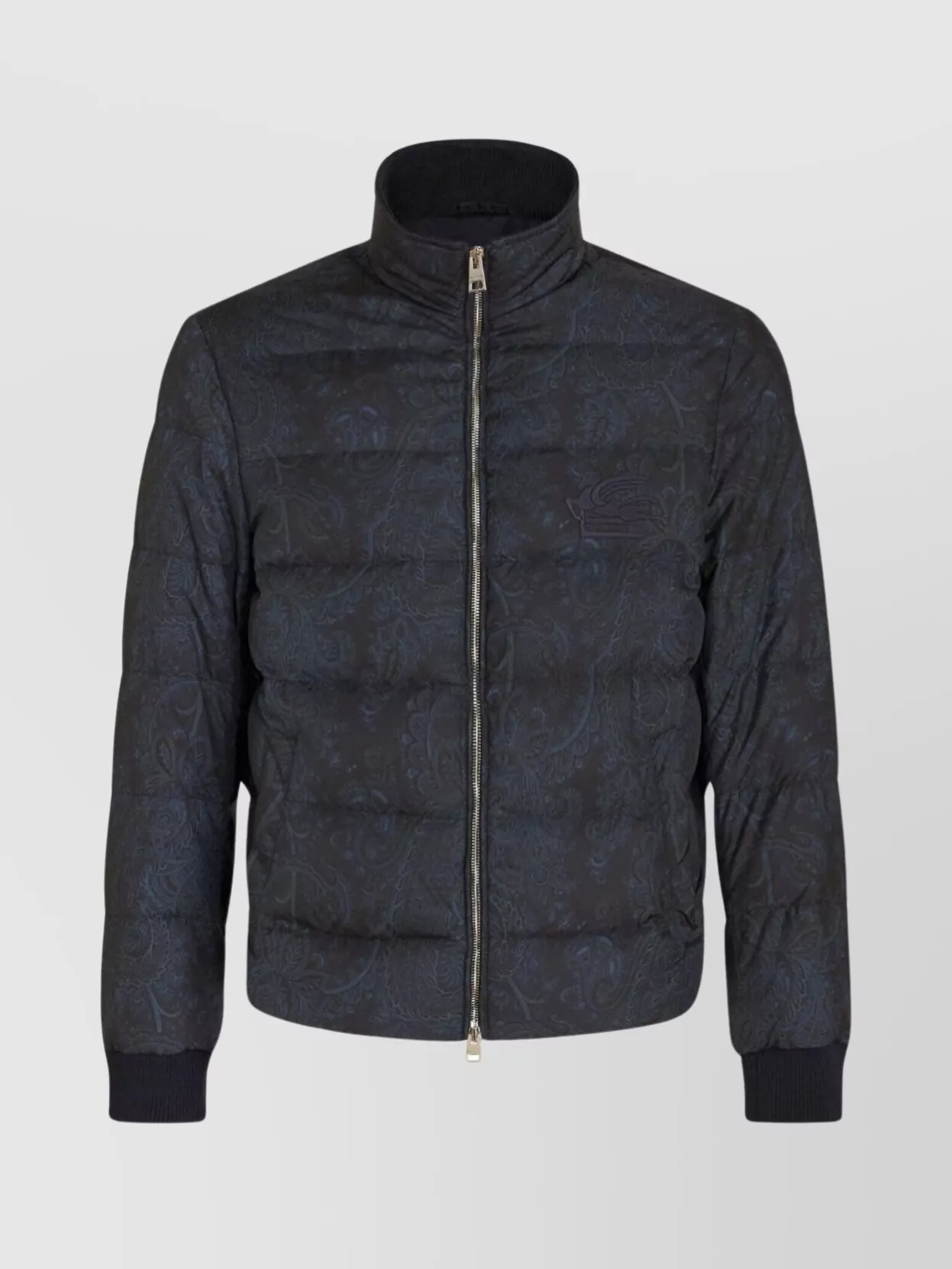 Shop Etro Quilted Paisley Pattern Jacket In Grey