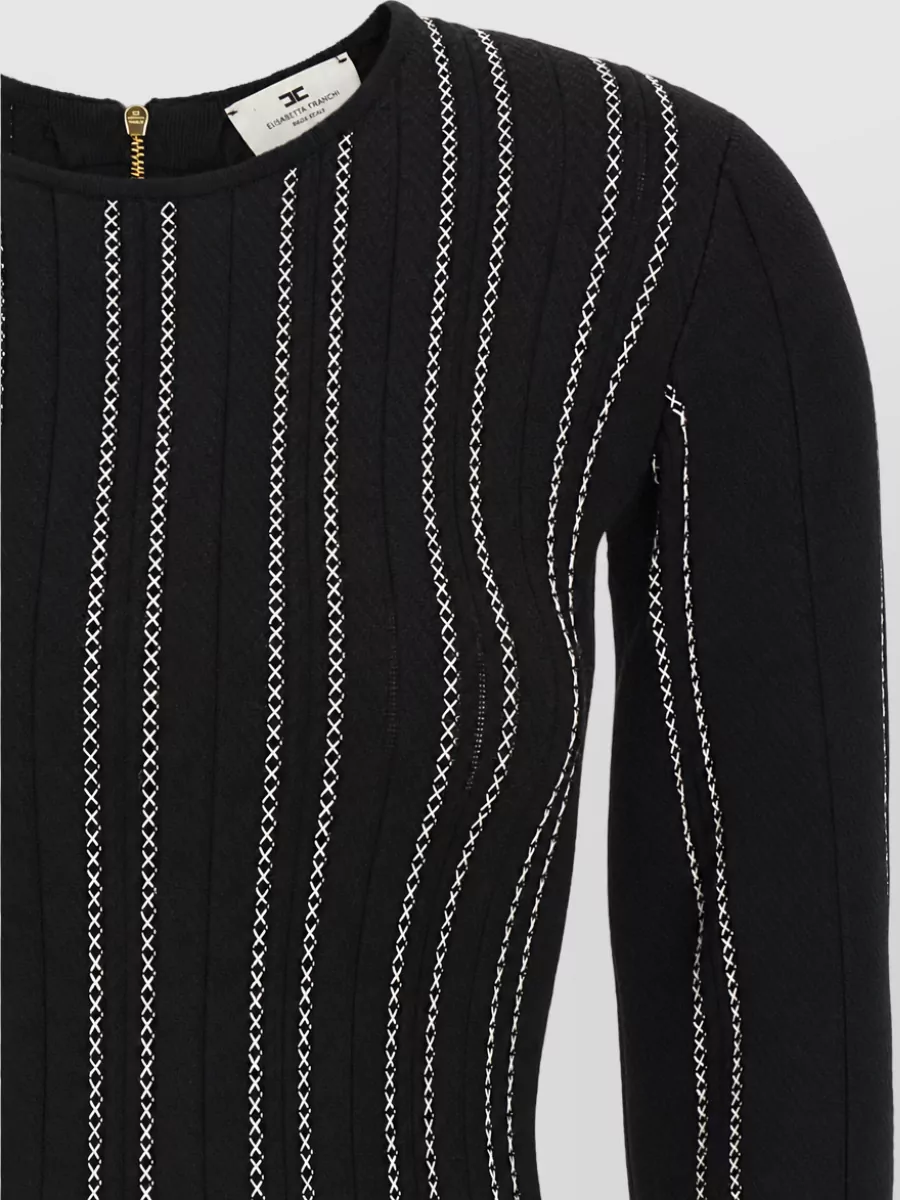 Elisabetta Franchi Origami Knit Long-Sleeve Mini Dress