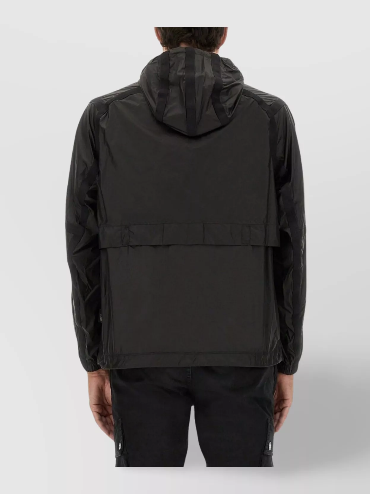 Stone Island Hooded Jacket With Elasticated Cuffs And Side Pockets In Black