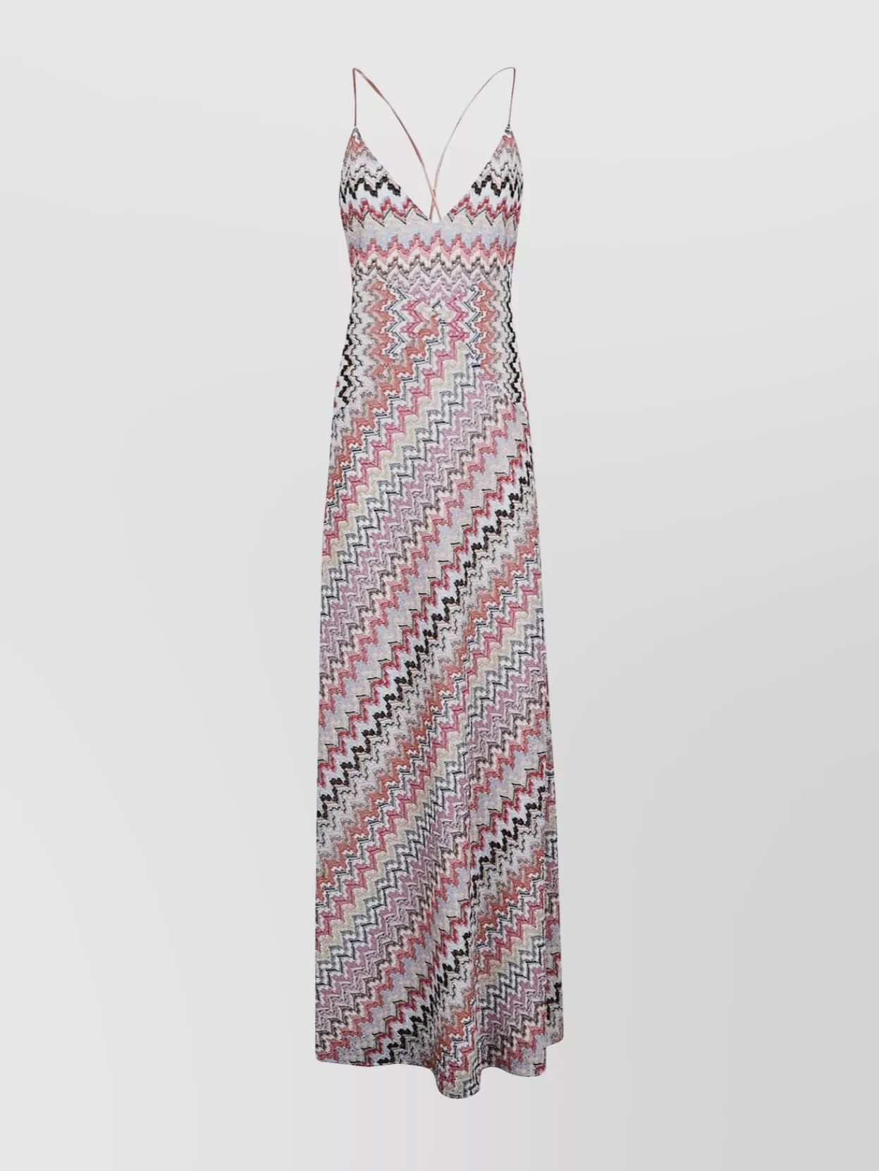 Shop Missoni Long Dress With Spaghetti Straps And Zigzag Pattern