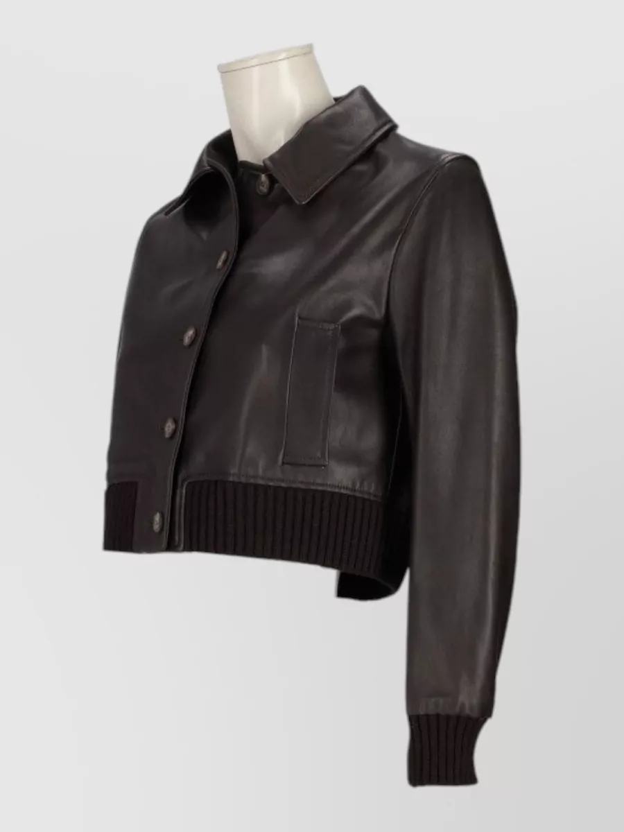 La Rose Leather Cropped Jacket