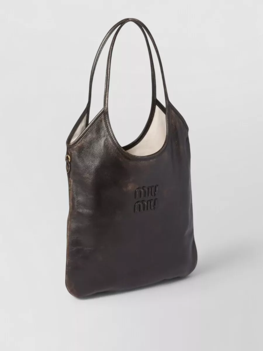Miu Miu Nappa Leather Tote Bag Double Handles Rectangular
