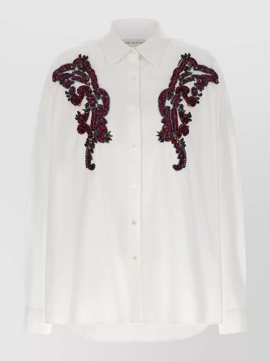 Dries Van Noten Cotton embroidered oversized shirt
