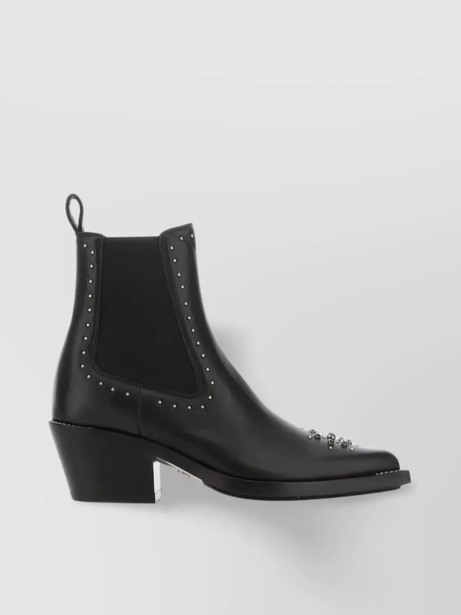Shop Chloé Nellie Ankle Boots With Unique Toe And Studded Detail In Black