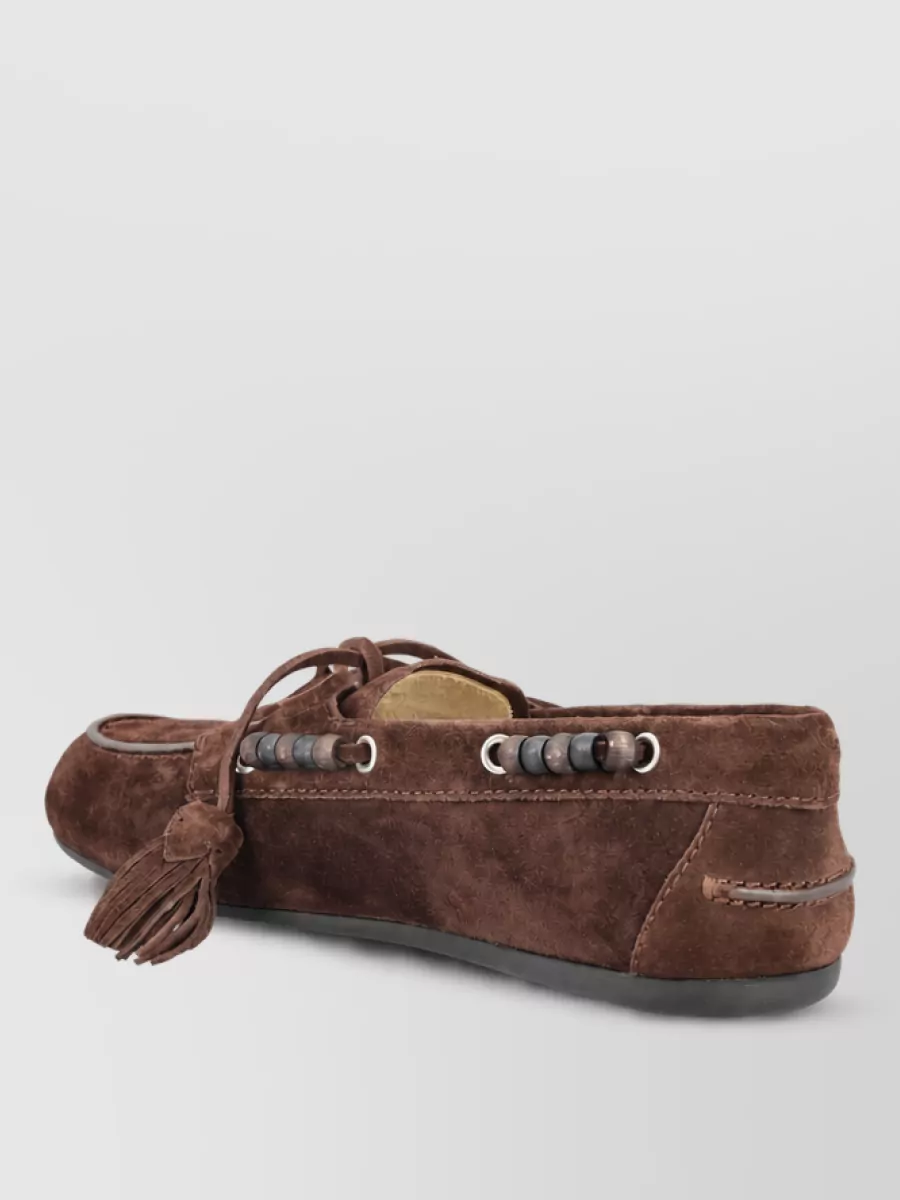 Miu Miu Leather Tassel Moccasins