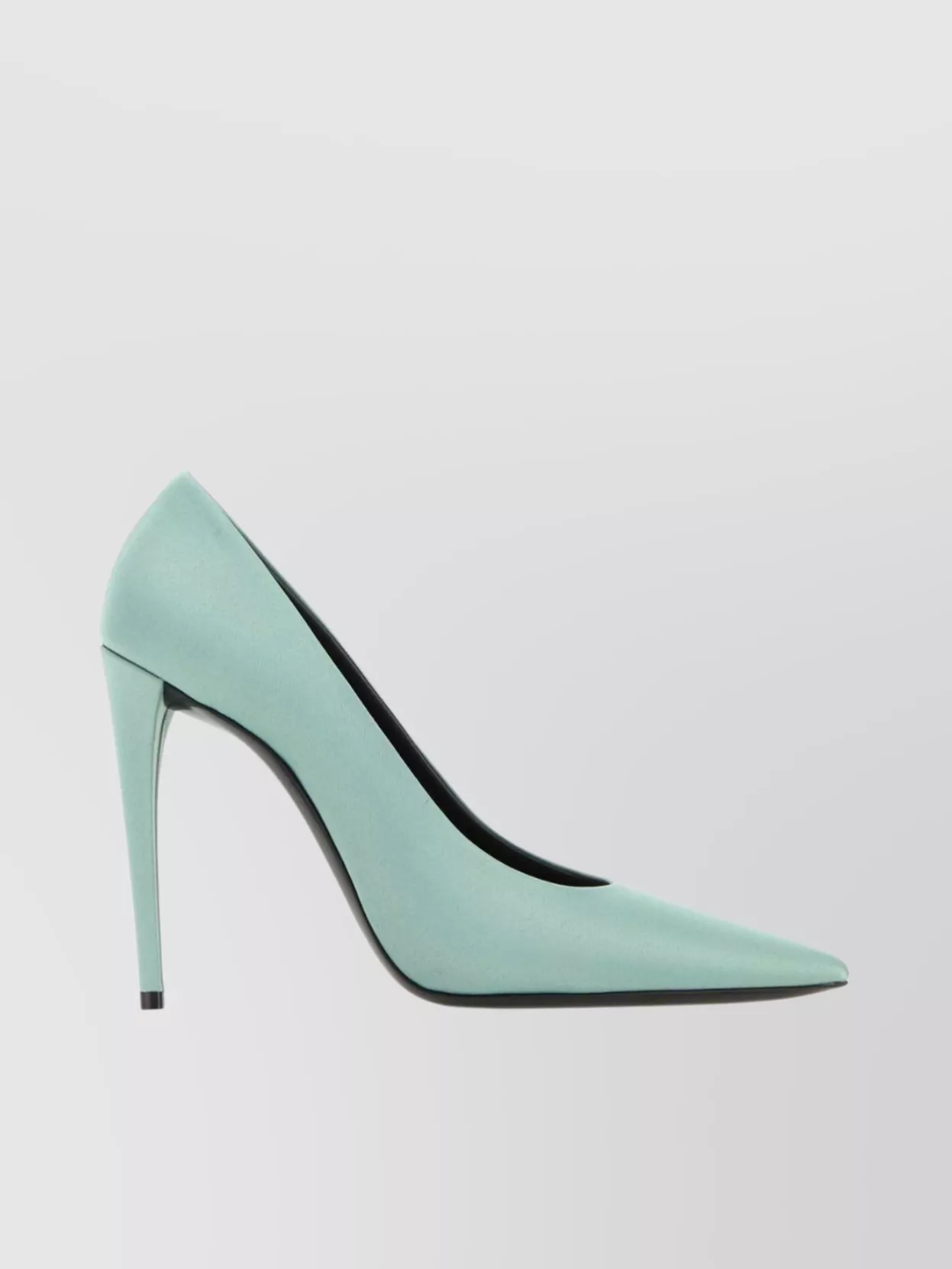 Saint Laurent Satin Monceau Pumps Featuring Pointed Toe In Green