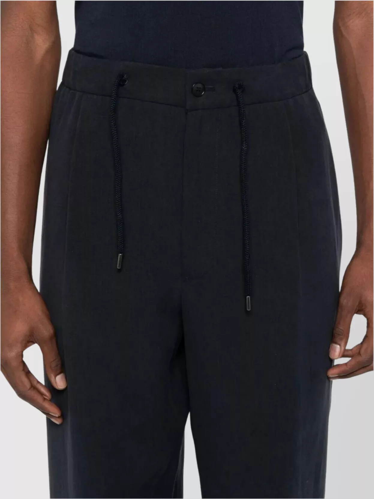 Giorgio Armani Pleat-Detailing Straight Leg Linen Trousers