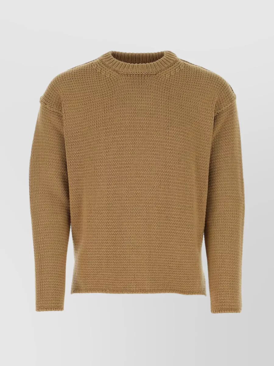 Shop Ten C Ribbed Crew-neck Textured Wool Sweater In Brown