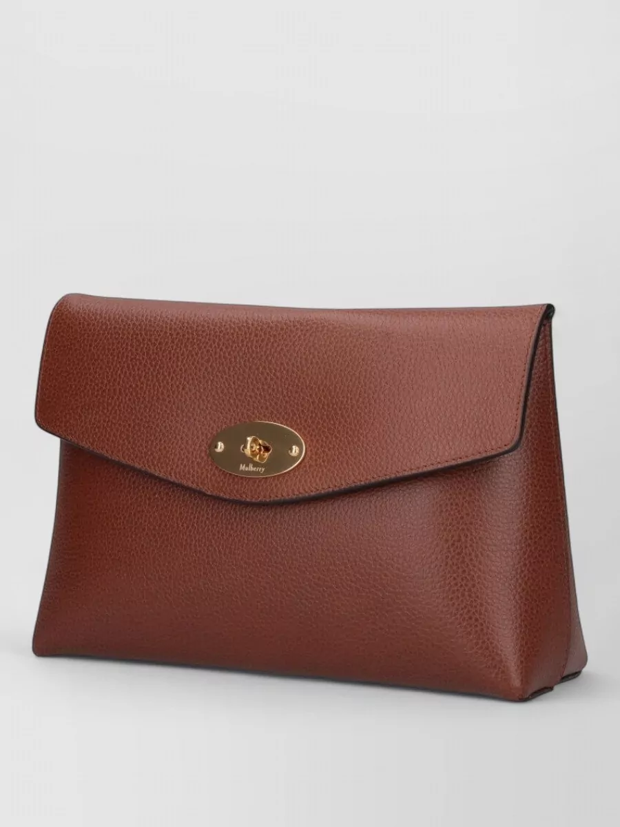 Mulberry Clutch Bag Gold Tone Hardware Pebbled