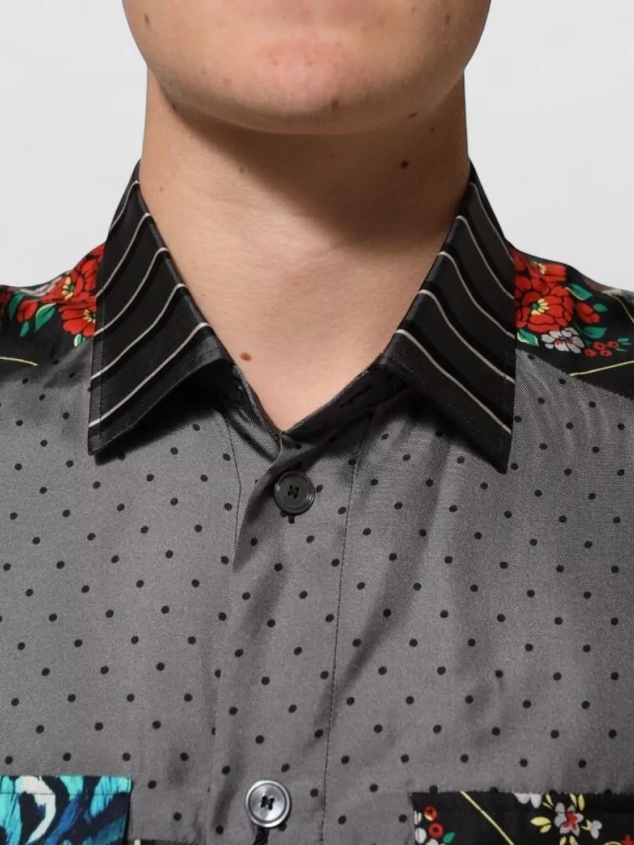 Dolce&Gabbana Silk Patchwork Long-Sleeve Shirt
