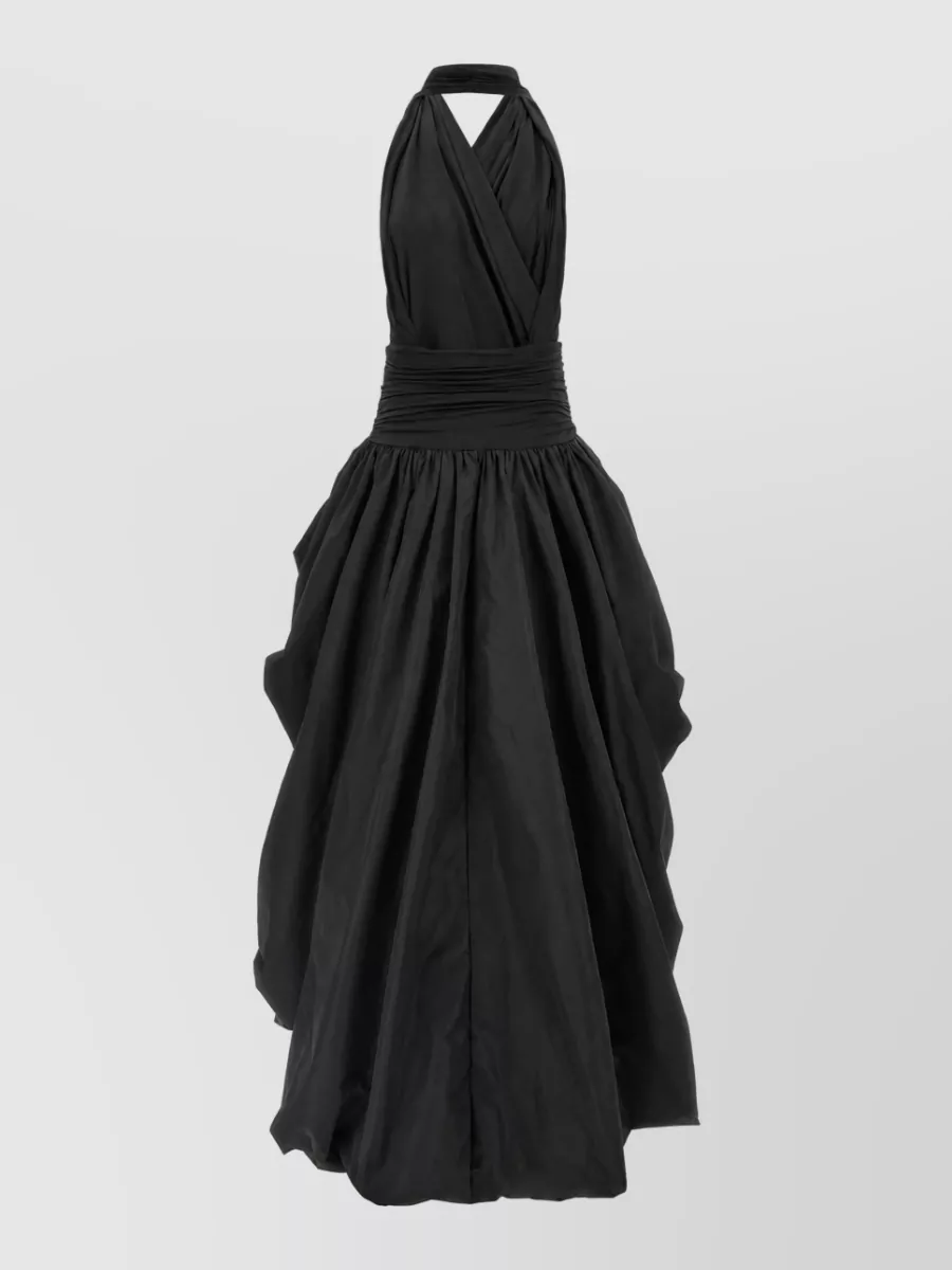 The Andamane Draped Sleeveless V-Neck Asymmetric Gown