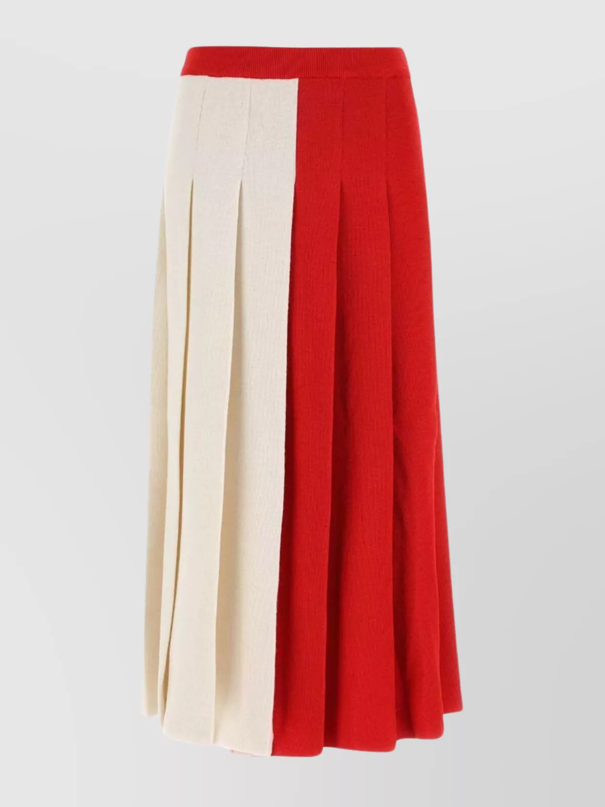 Shop Gucci Pleated A-line Midi Skirt In Red