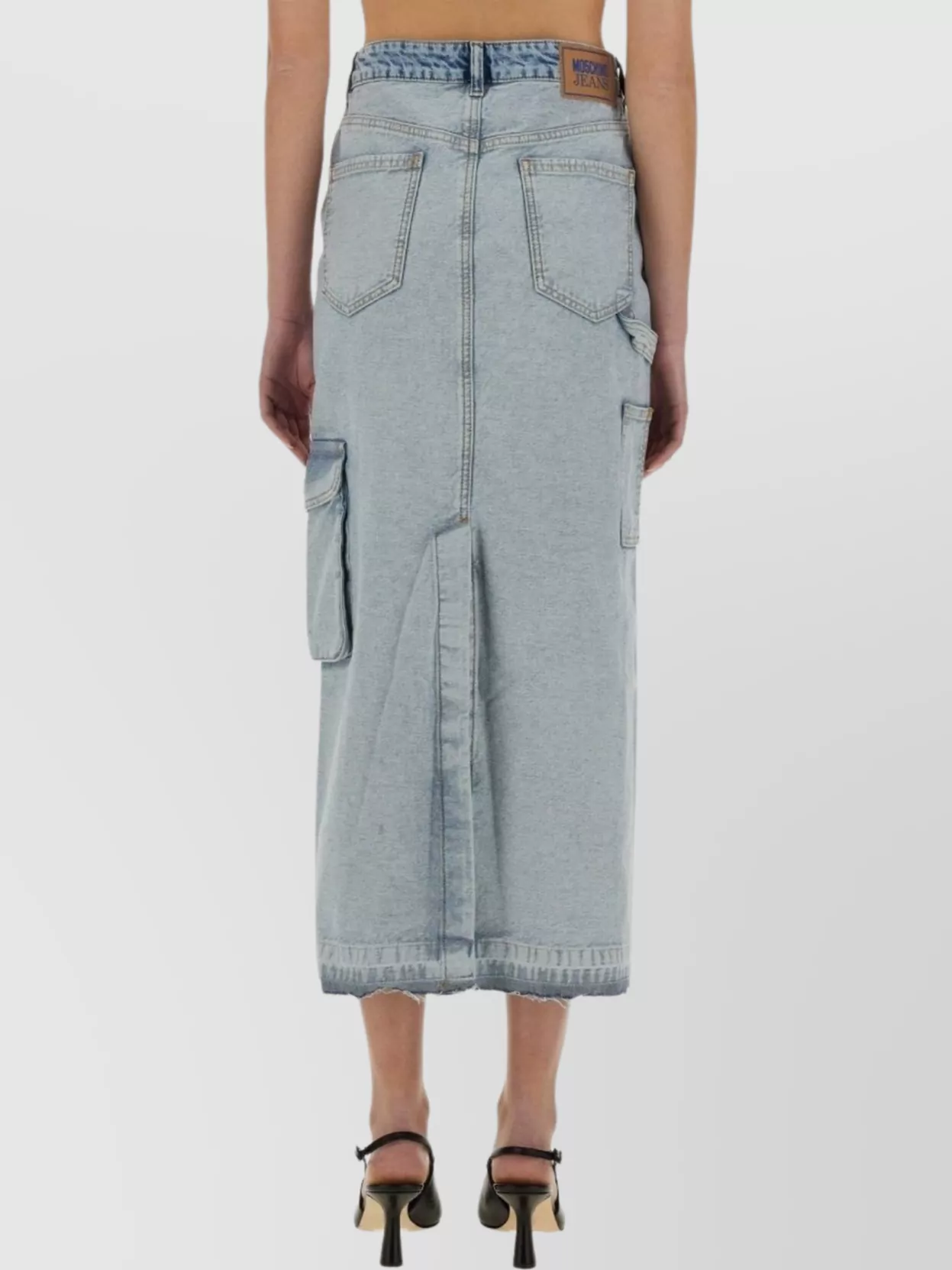 Moschino Long Denim Skirt With Pockets And Loops