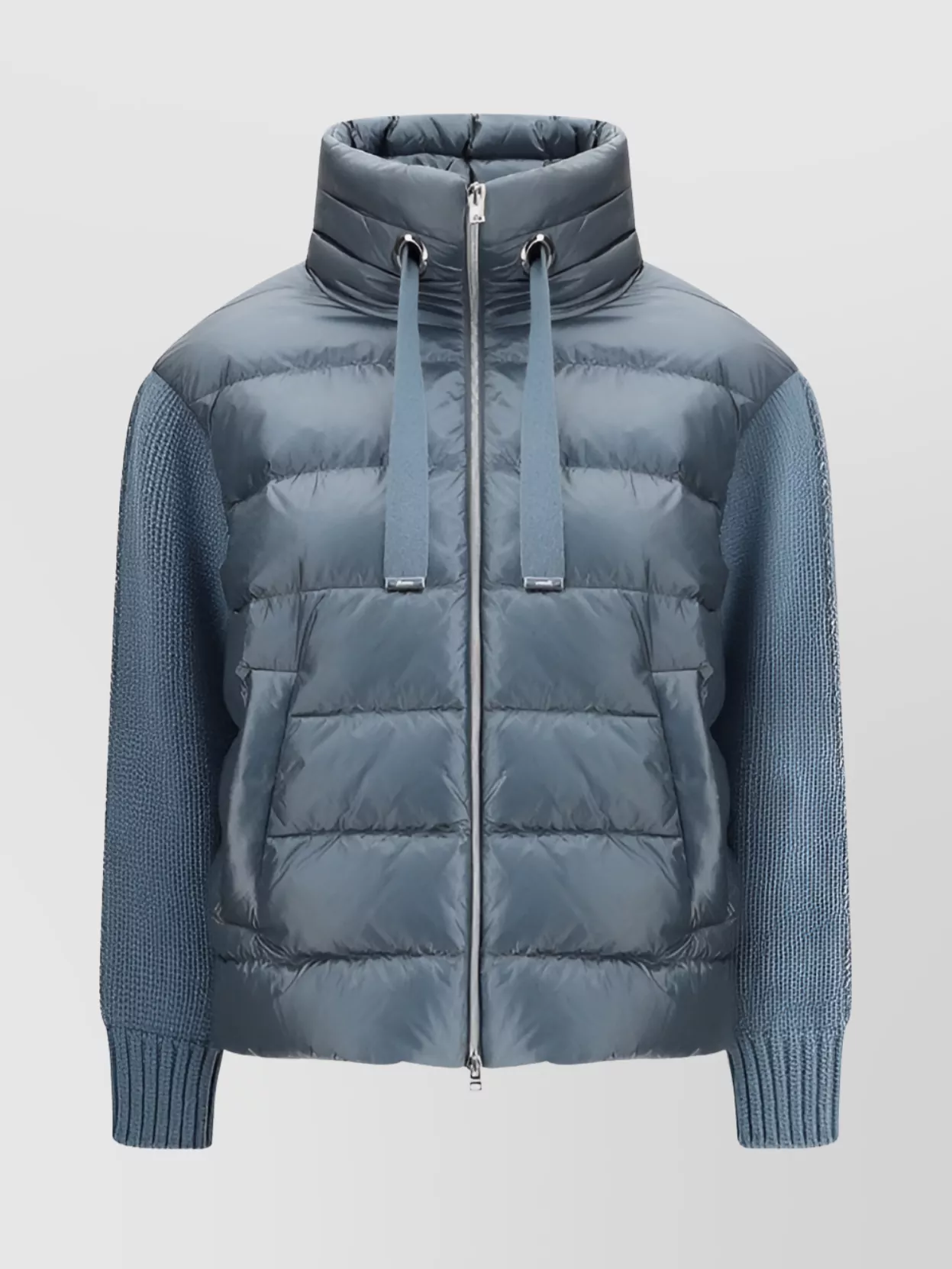 Herno Women Down Jacket With Wool Sleeves In Blue