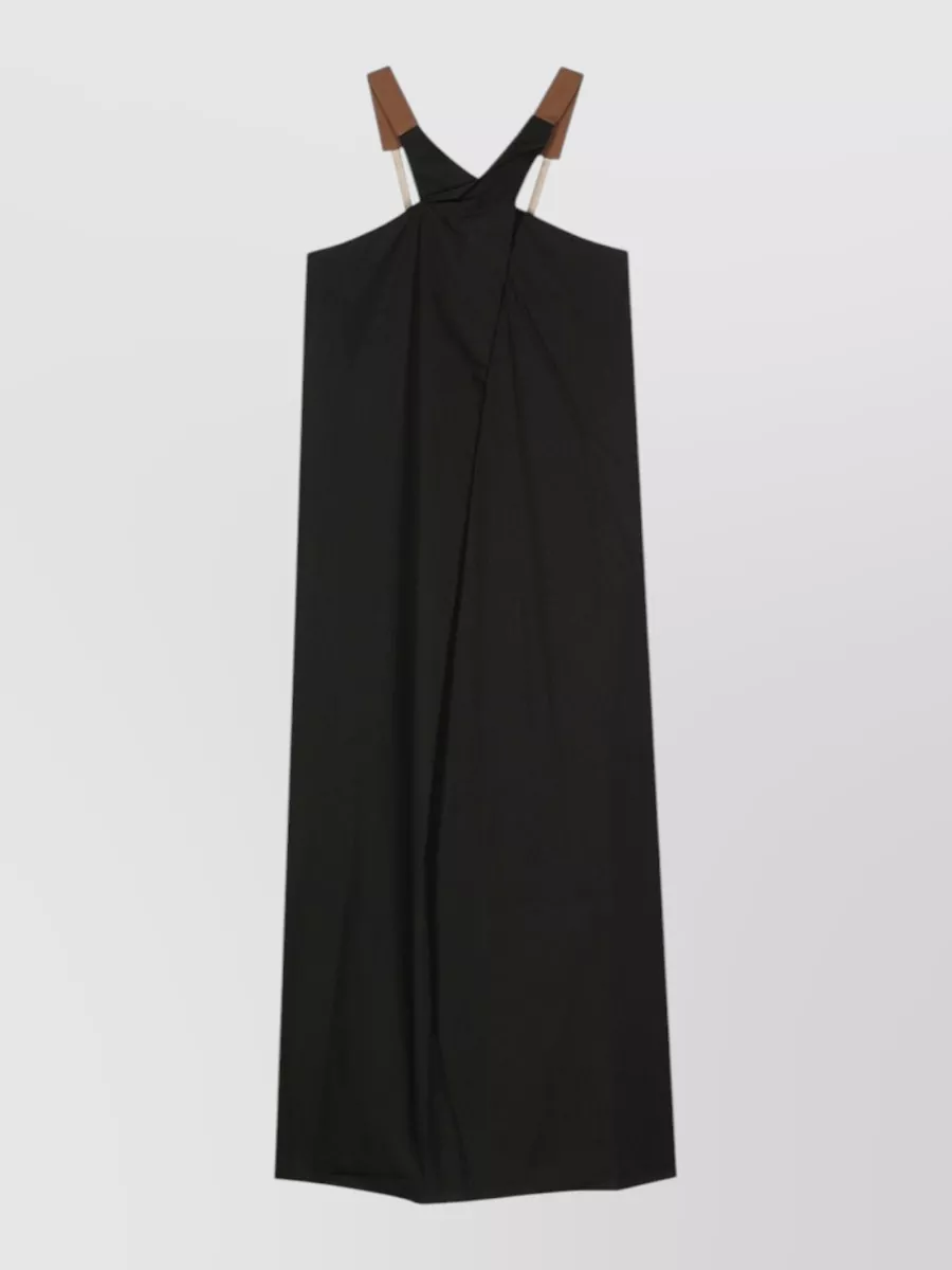 Alysi Cotton Poplin V-Neck Sleeveless Maxi Dress