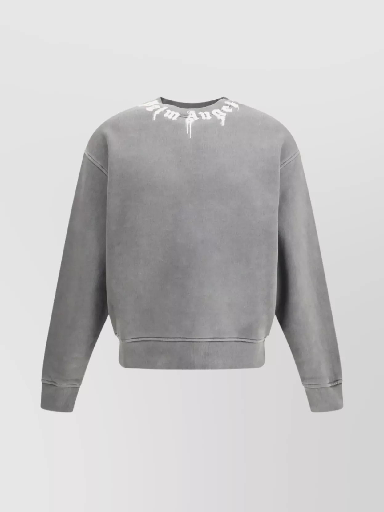 Palm Angels Crew Neck Logo Sweater Long Sleeves In Gray
