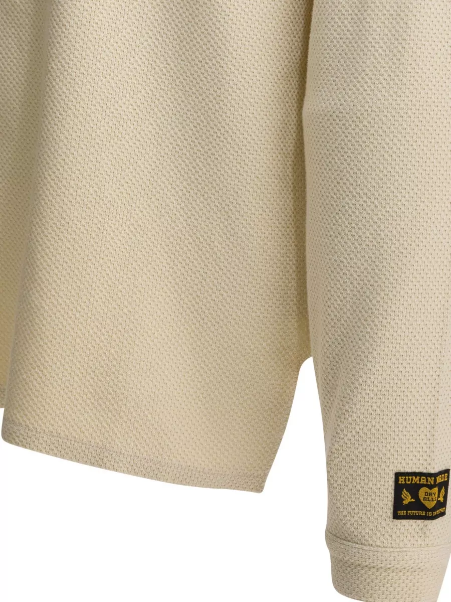 Human Made Long Sleeve Henley T-Shirt Text Print