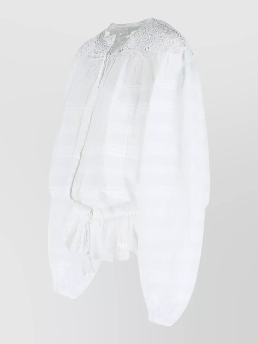 Isabel Marant Etoile Polly Cotton Shirt Lace Detail Hem