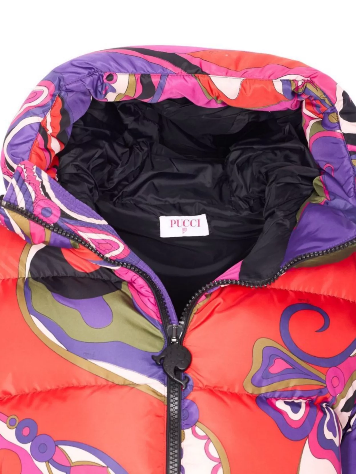 Pucci Hooded Down Jacket Zip Pockets