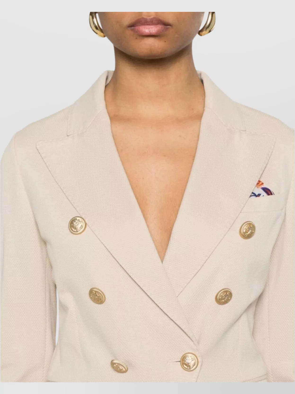 Circolo 1901 Double-breasted Cotton Jacket With Rear Vent In Nude