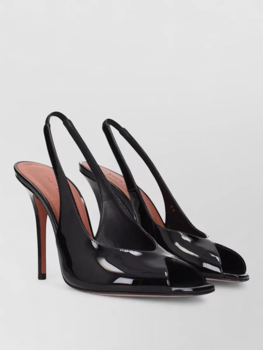 Amina Muaddi Patent Leather Stiletto Heel Sandals