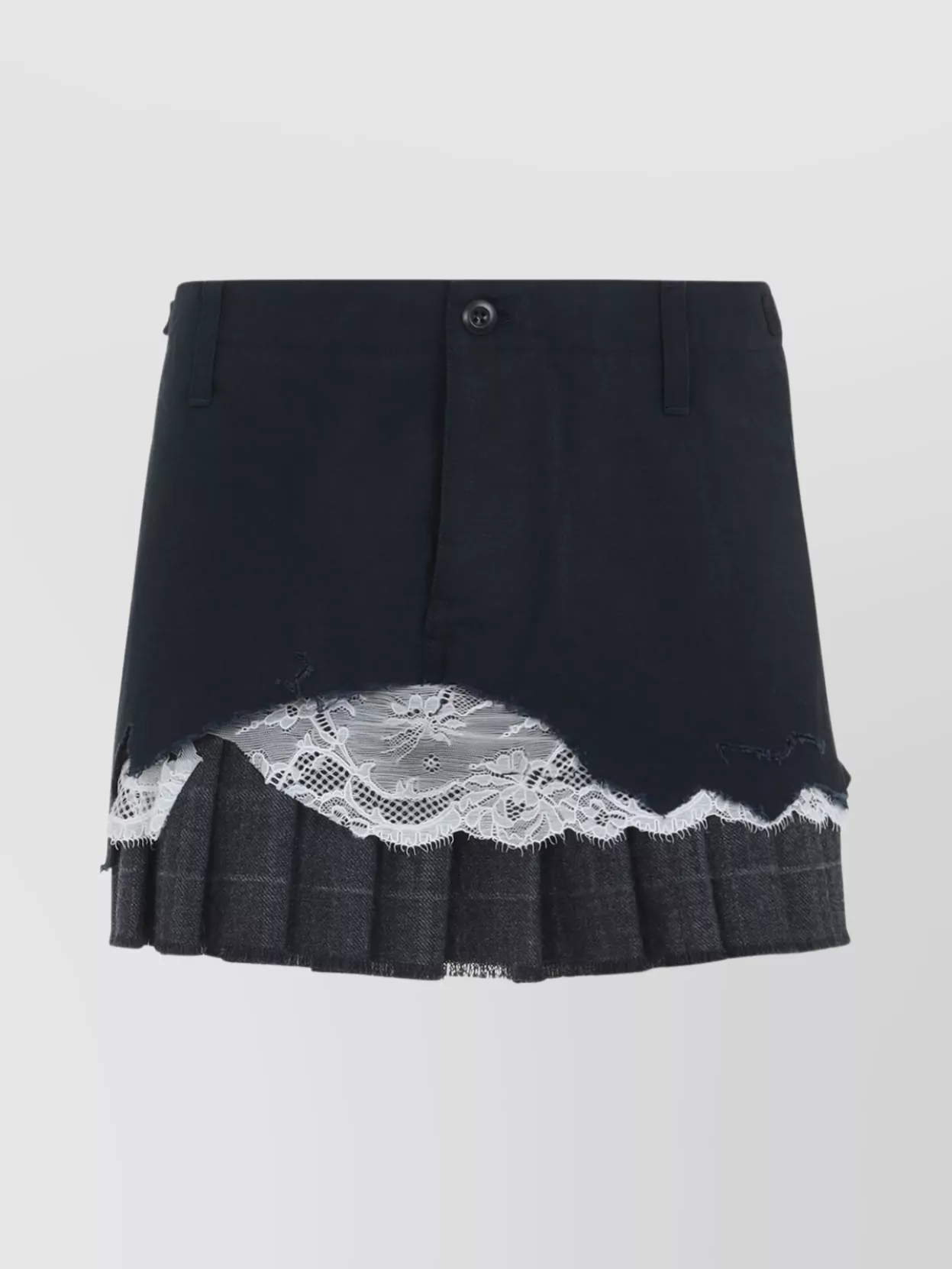 Balenciaga Cargo Skirt With Pleated Hem And Lace Trim In Blue