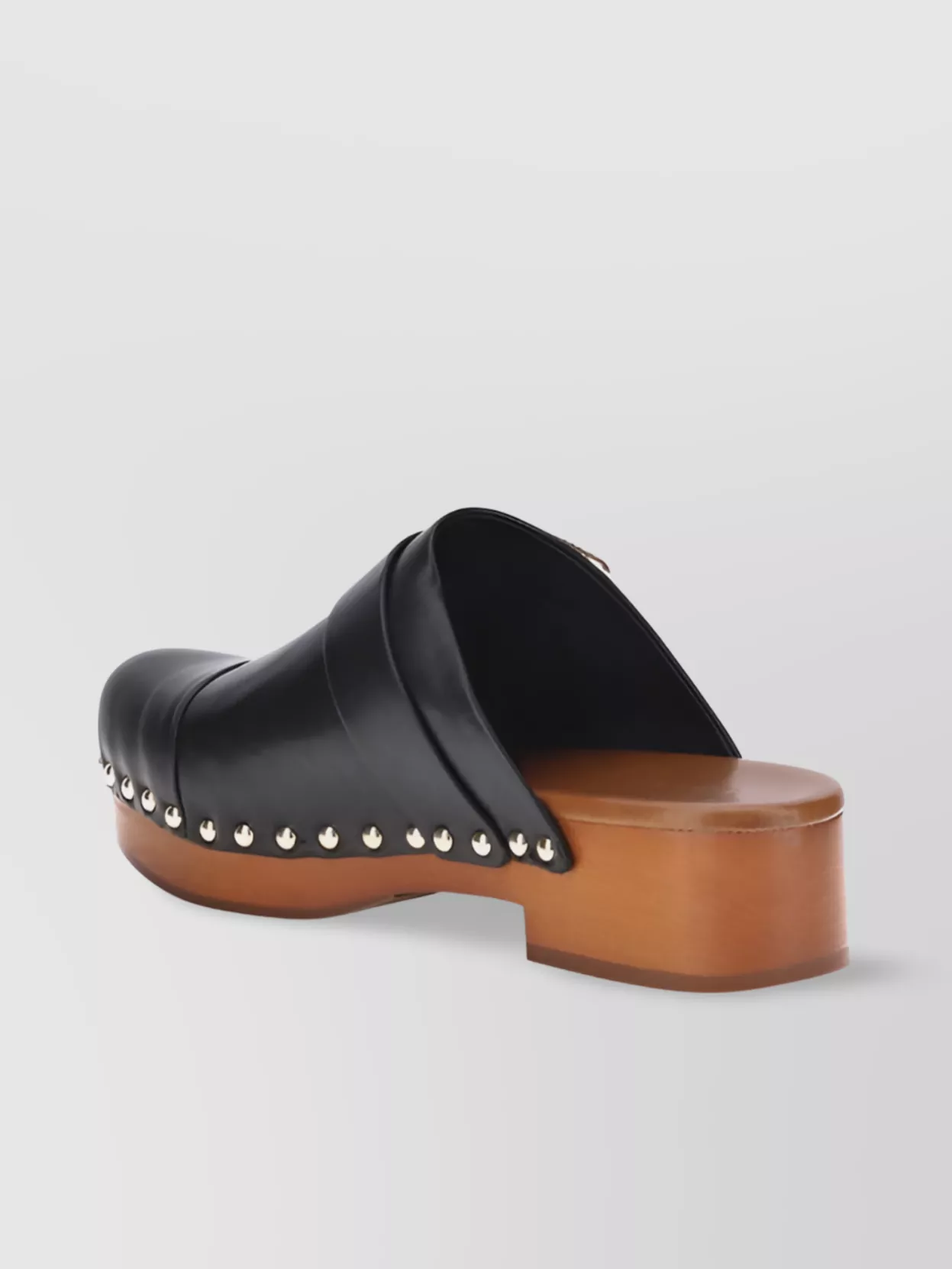 Chloé Studded Calfskin Mules Wooden Platform