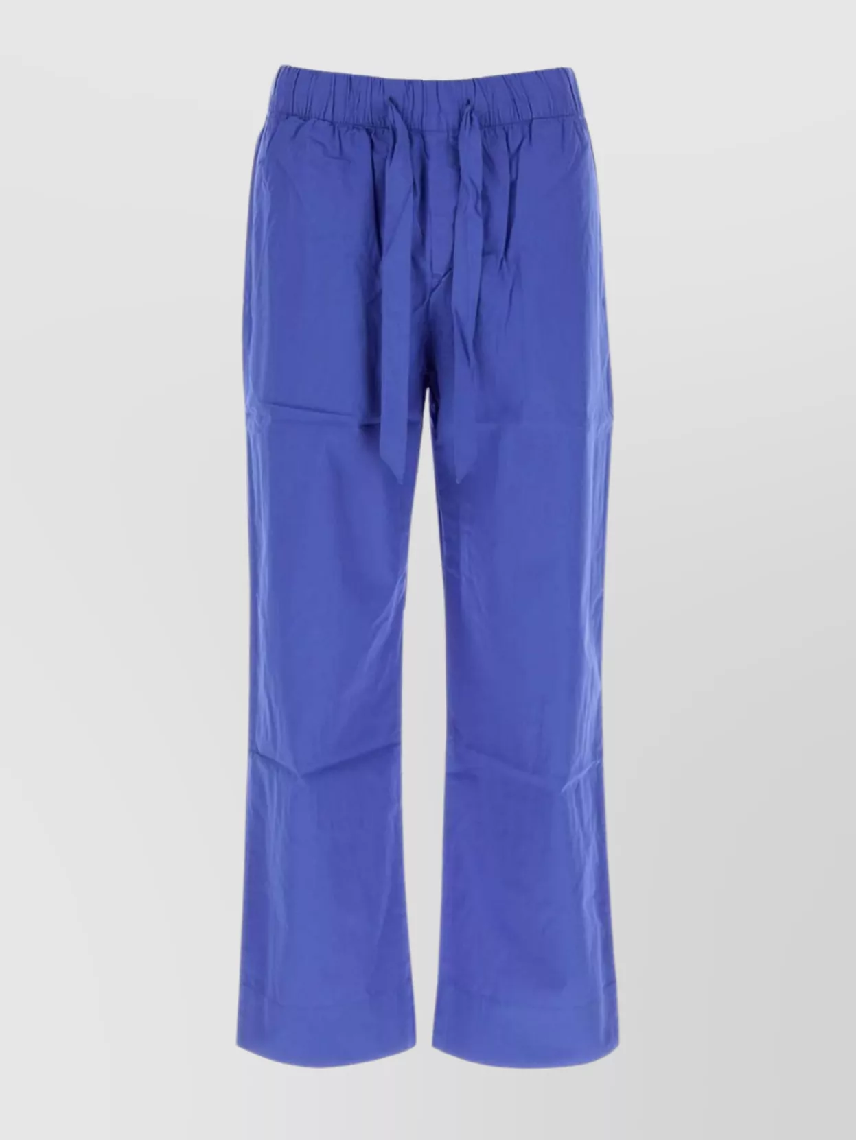 Tekla Cotton Cropped Pyjama Trousers Wide Leg In Purple