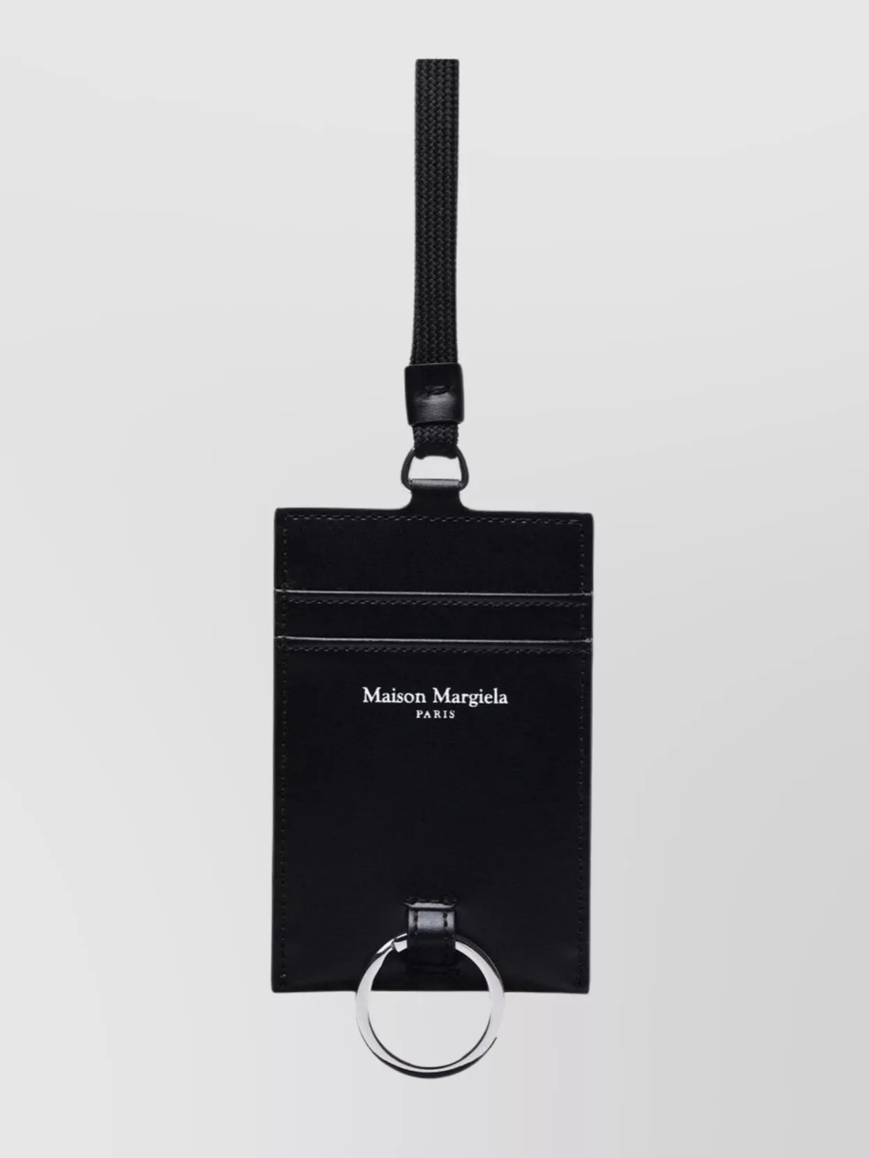 Shop Maison Margiela Leather Tag With Neck Strap And Ring Attachment